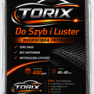 Mikrofibra Premium Do Szyb i Luster – 400 GSM 40 × 40 cm – szara