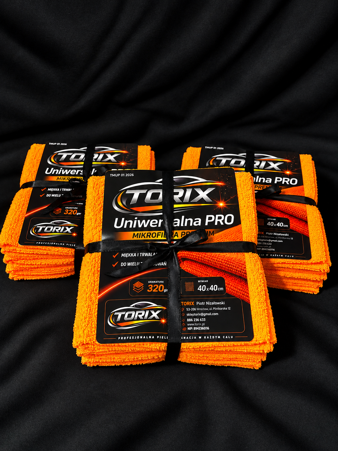 Mikrofibra Premium uniwersalna Pro 320 gsm. 40 * 40 pomarańczowa Pakiet 5 szt. - obrazek 2
